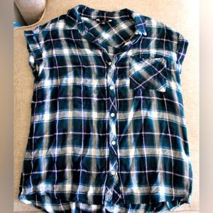 Staccato Button-Up Plaid Short Sleeve Flannel